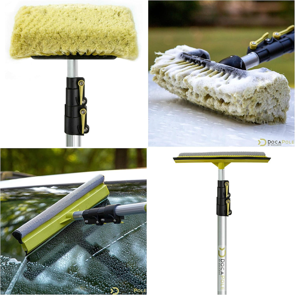5-12 Foot Car Cleaning Kit with Soft Car Wash Brush, Car Squeegee, Car Wash Mitt, Microfiber Cleaning Head & Extension Pole U786
