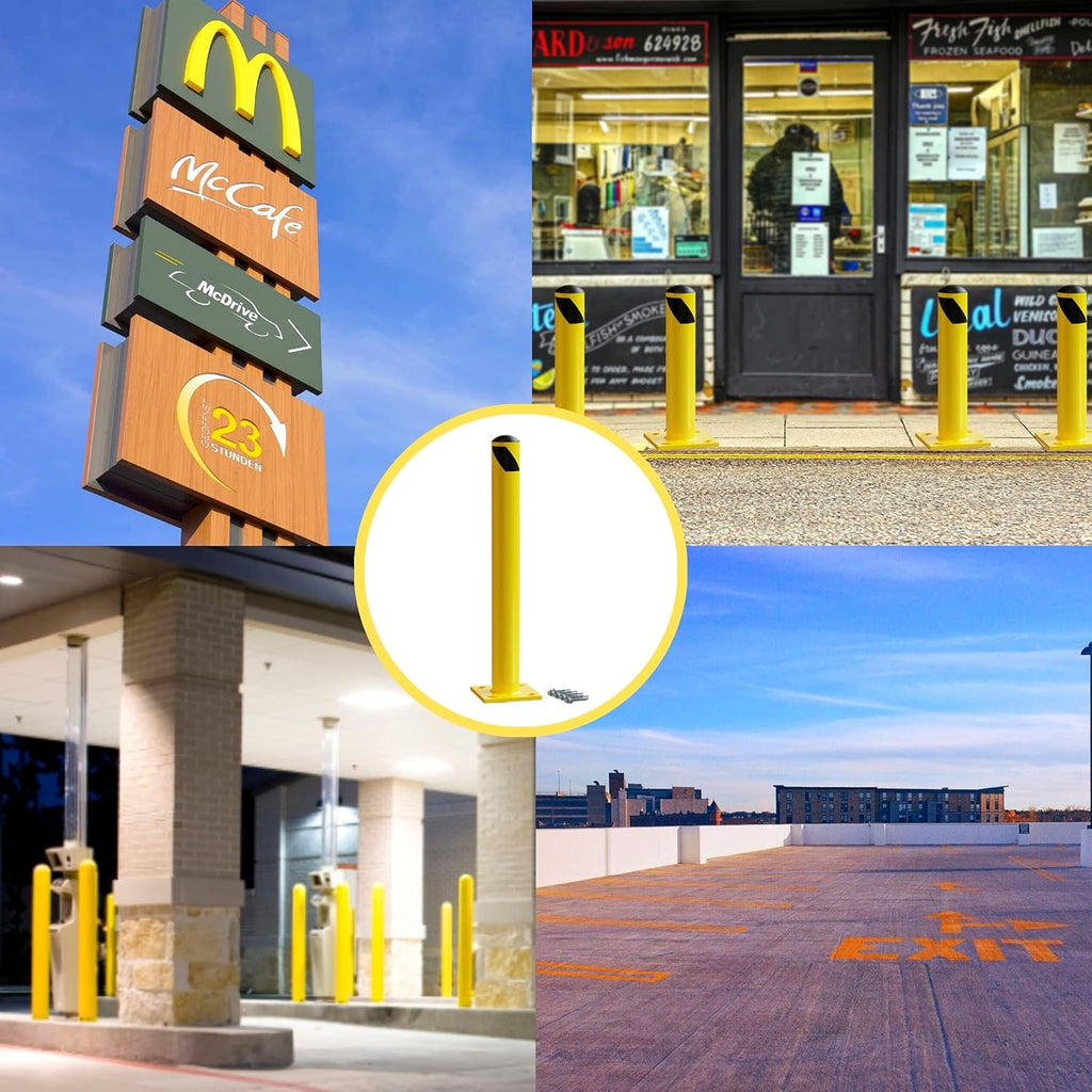 Yellow Powder Coated Steel Bollards, 36in x 4.5in S720025