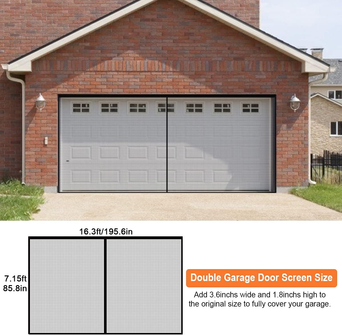 Black Fiberglass Mesh Garage Door Screen L40565
