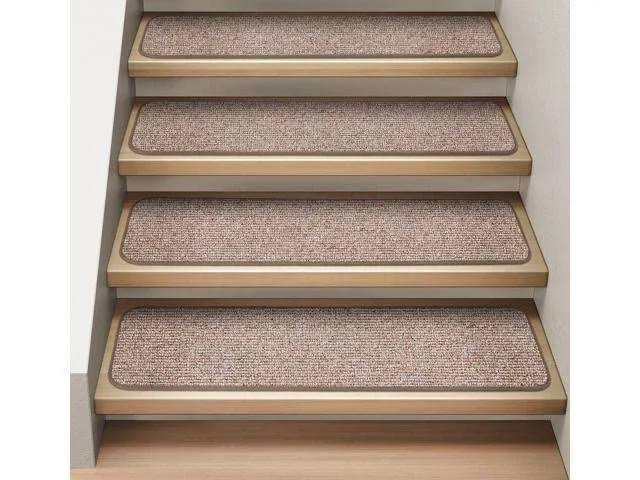 Set of 15 Attachable Carpet Stair Treads Pebble Beige 8 in. x 30 in. S5900