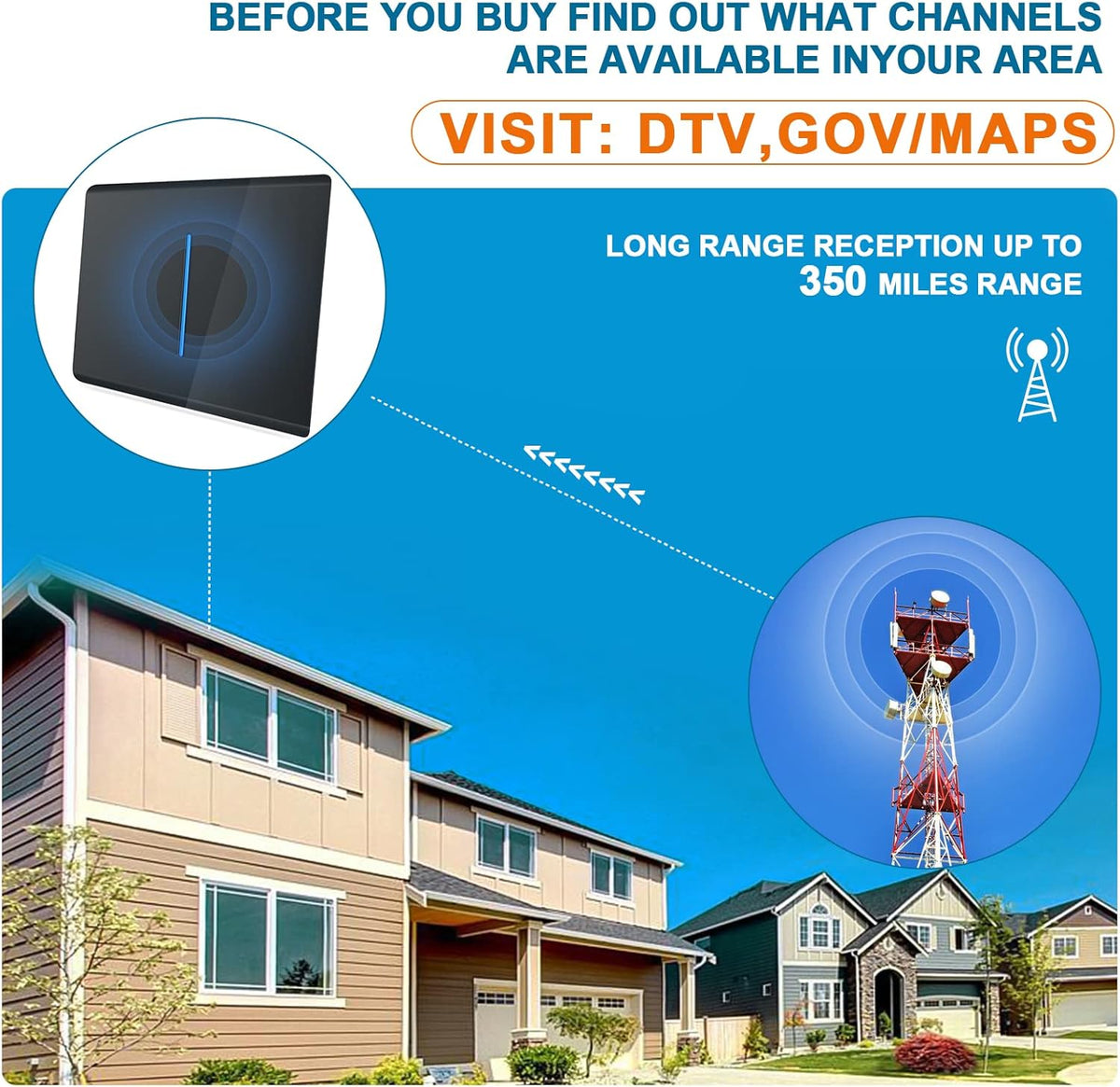 Amplified HD TV Antenna with 33ft Coaxial Cable G19583