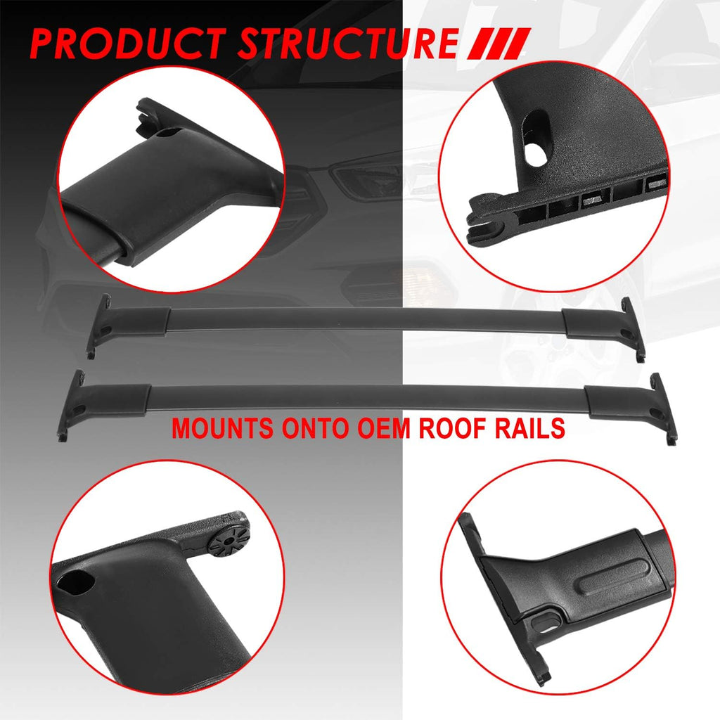 Matte Black Aluminum Roof Rack Cross Bars Pack of 2 E949