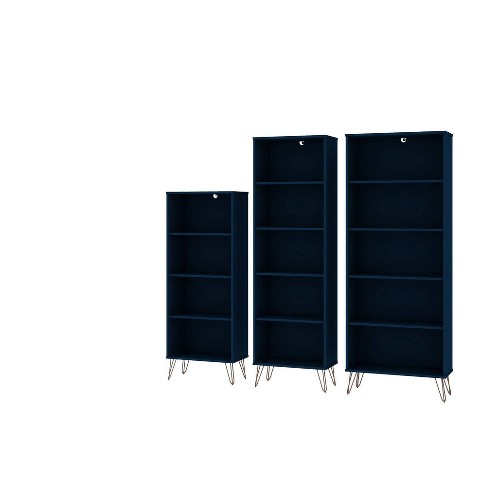 3-Piece Multi Size Bookcases in Midnight Blue N9534