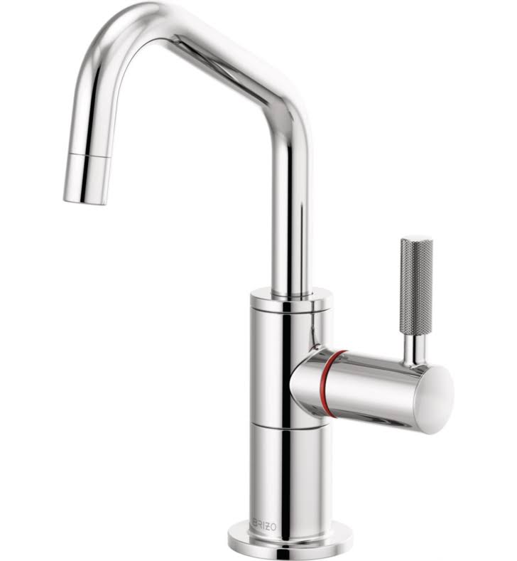 Stainless Instant Hot Faucet with Angled Spout and Knurled Handle Z234