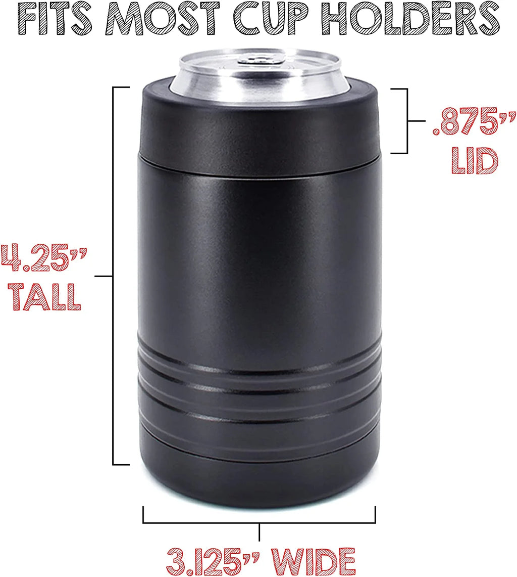 4-in-1 Stainless Steel 12 oz Double Wall Vacuum Insulated Can Cooler Powder Coated Black B789085