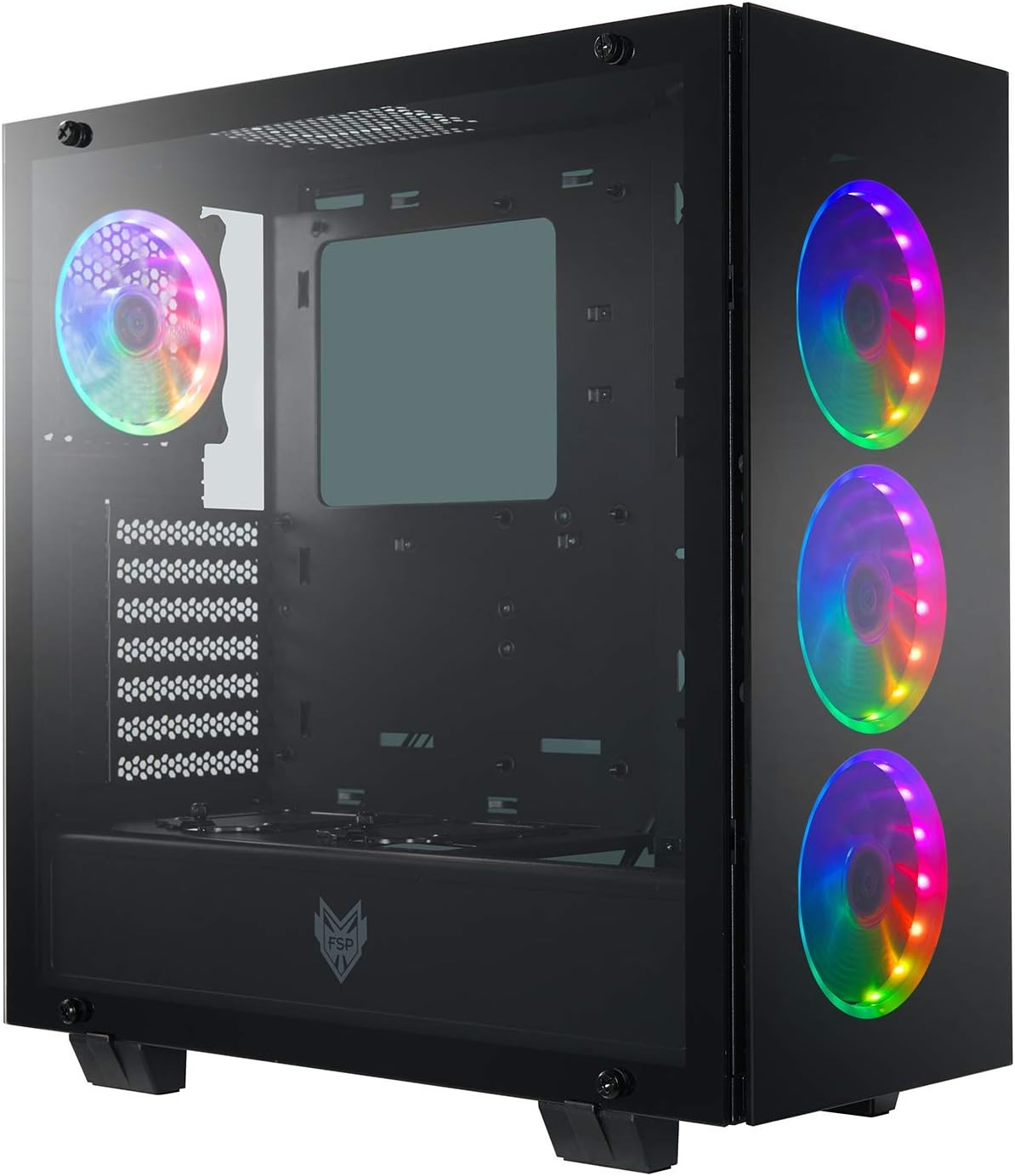 ATX Mid Tower PC Gaming Case with 3 Tempered Glass Panels and 4 ARGB Fans Z6417