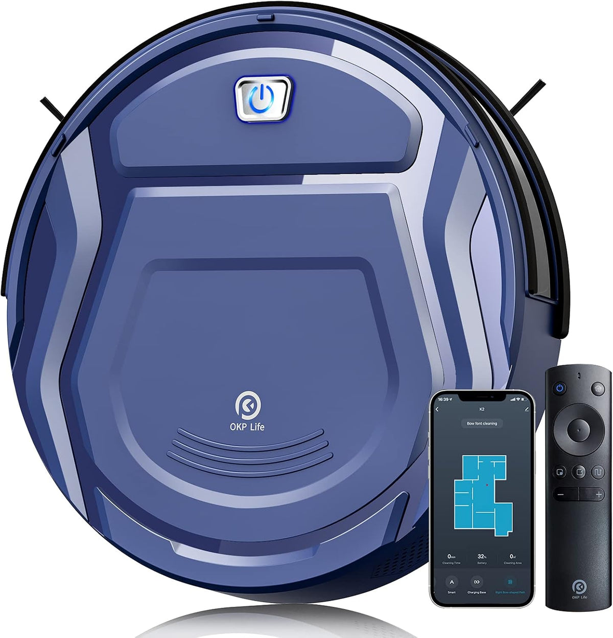 Blue Robot Vacuum Cleaner 1800 mAh Q22897