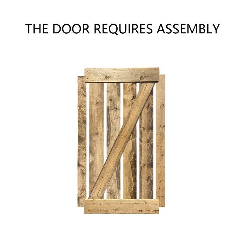 Red Walnut Stained Solid Knotty Pine Wood Interior Sliding Barn Door with Sliding Hardware Kit X8570
