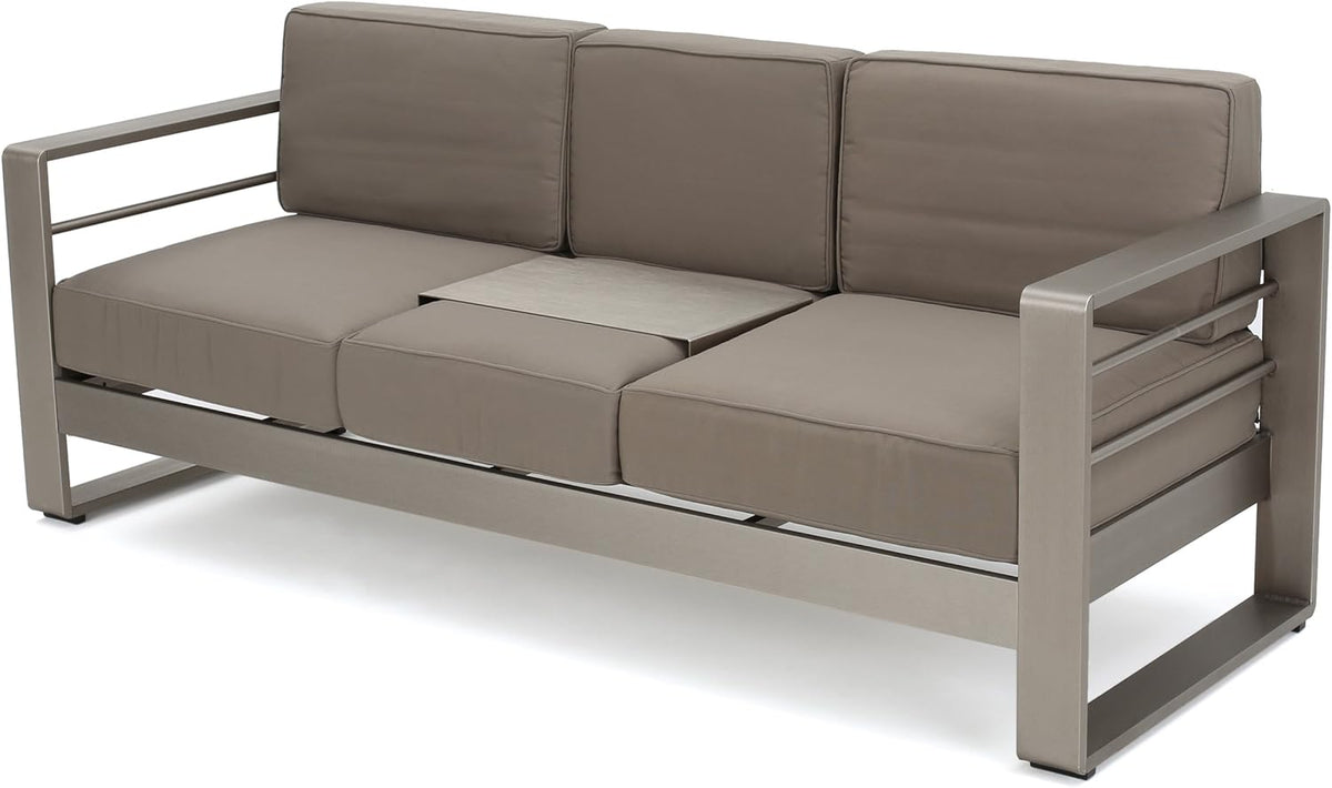 Khaki Outdoor Loveseat Sofa with Tray D408141