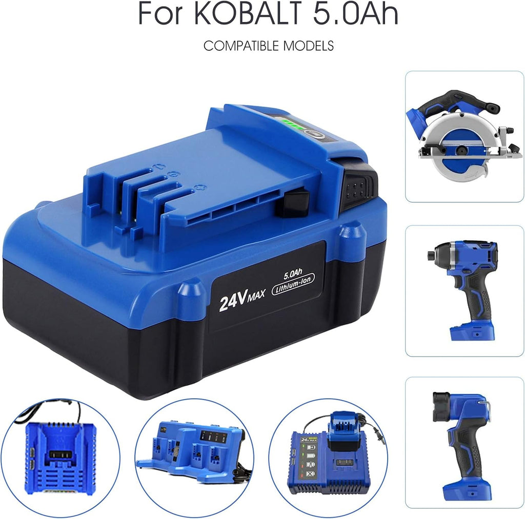24V 5.0Ah Lithium Ion Cordless Tools Battery Pack of 2 Y420659