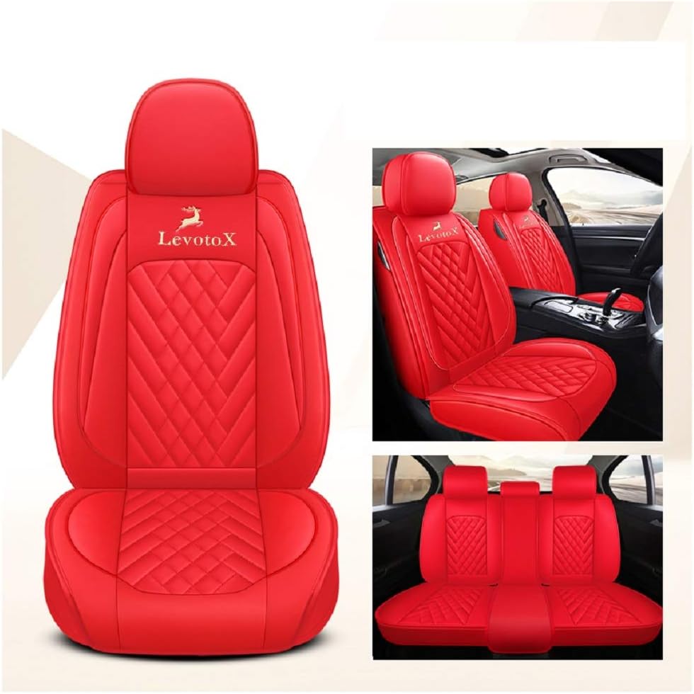 5 Seats Full Set Car Seat Covers (L-Red) F1375