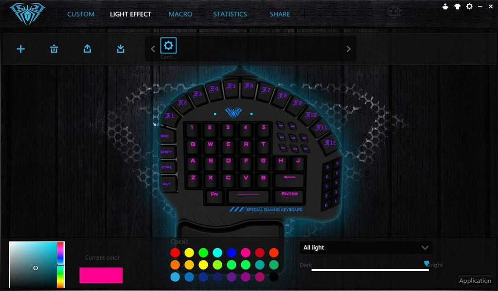 One Handed Mechanical Gaming Keyboard with Blue Switches and RGB Backlit Effects T579655