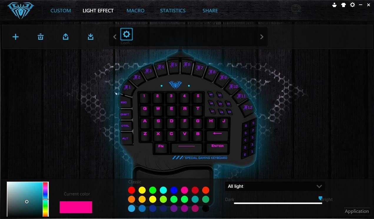 One Handed Mechanical Gaming Keyboard with Blue Switches and RGB Backlit Effects T579655