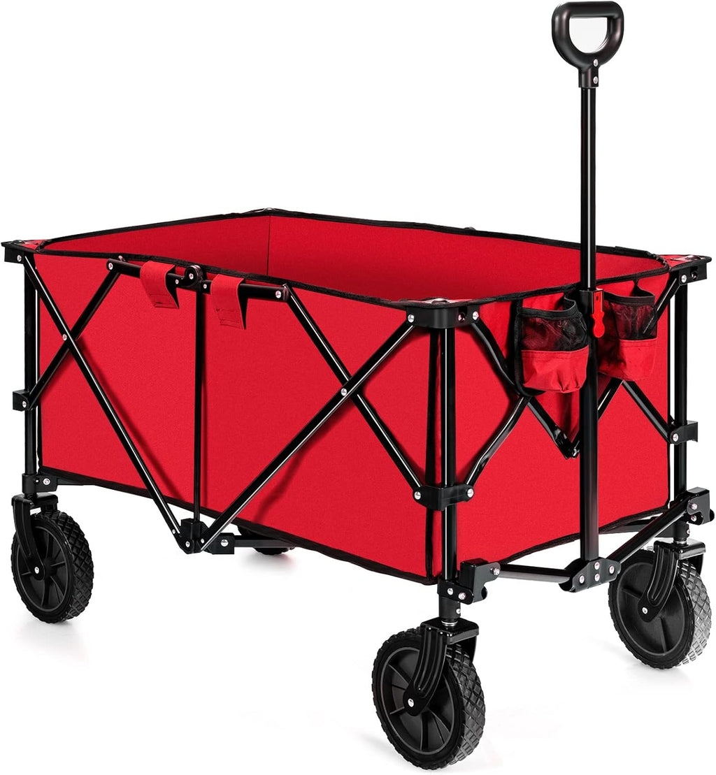 Grey Collapsible Folding Utility Wagon Cart with Cover Bag B145528