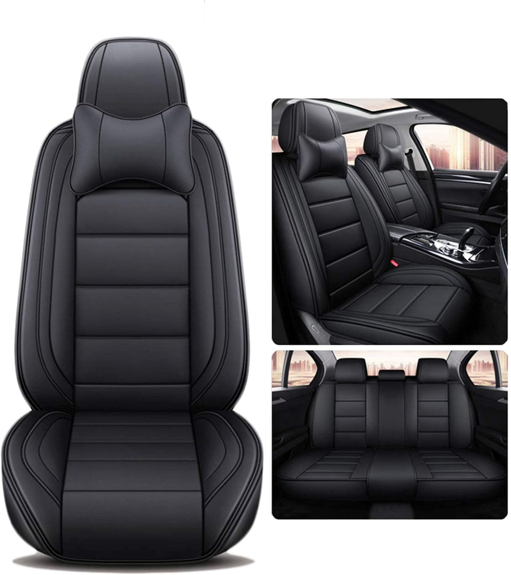 Black Coffee Leatherette Car Seat Cover Full Set P1467