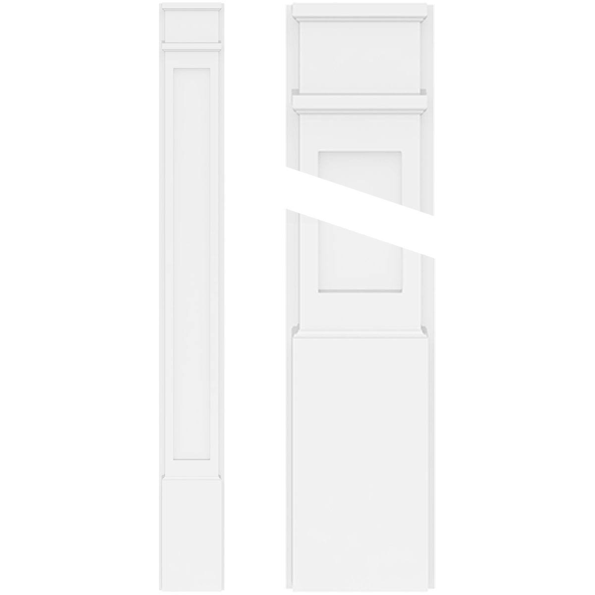 Flat Panel PVC Pilaster with Decorative Capital & Base (Pair) I1435