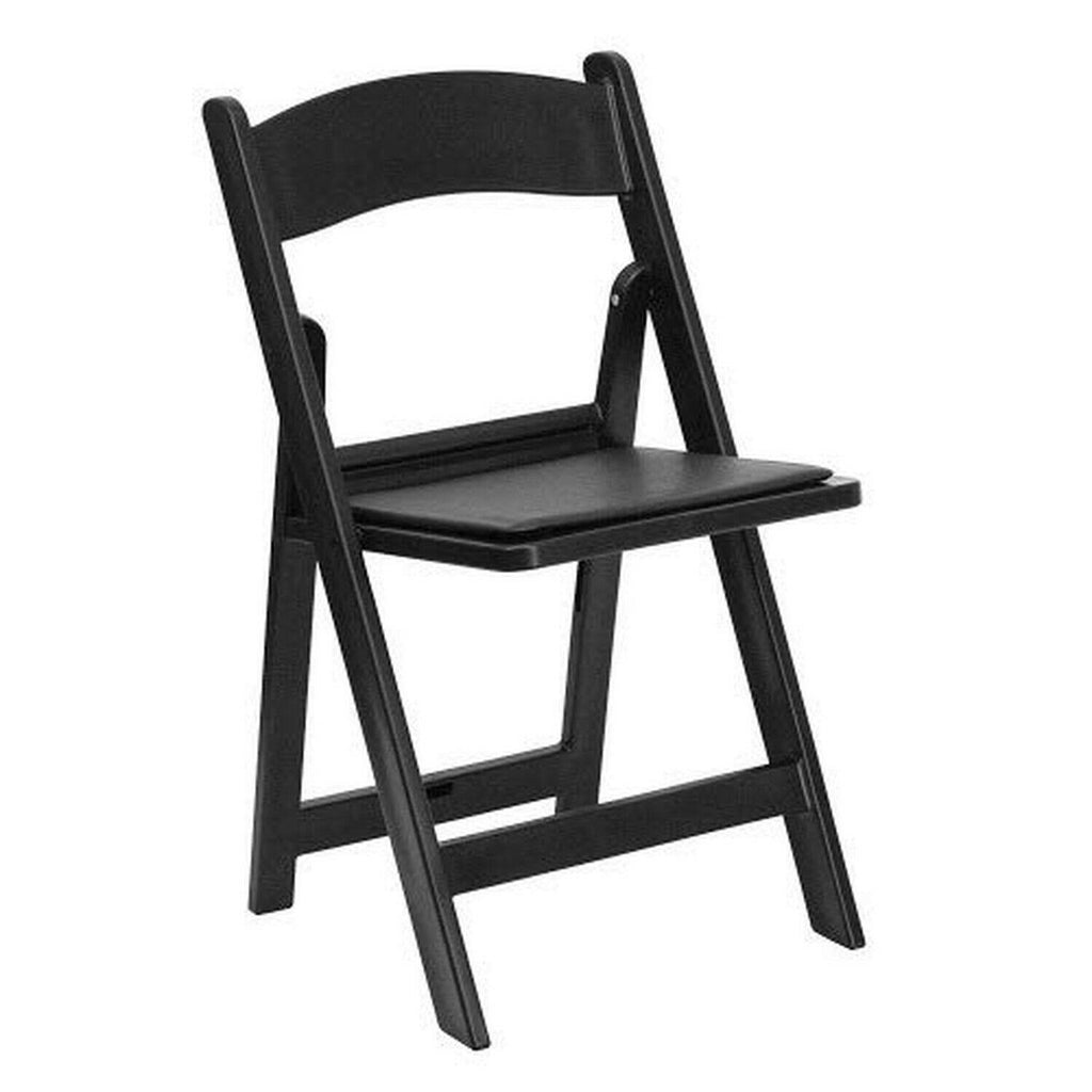 Black Resin Folding Chair with Vinyl Padded Seat S3935