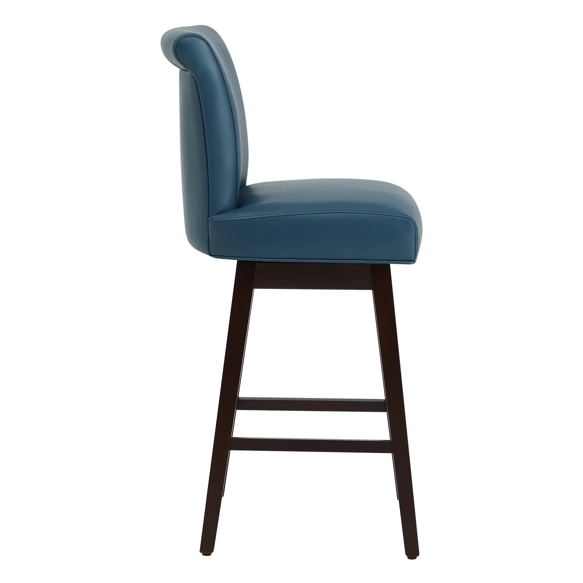 Dark Blue Faux Leather Upholstered Swivel Counter Bar Stools Set of 2 H141735