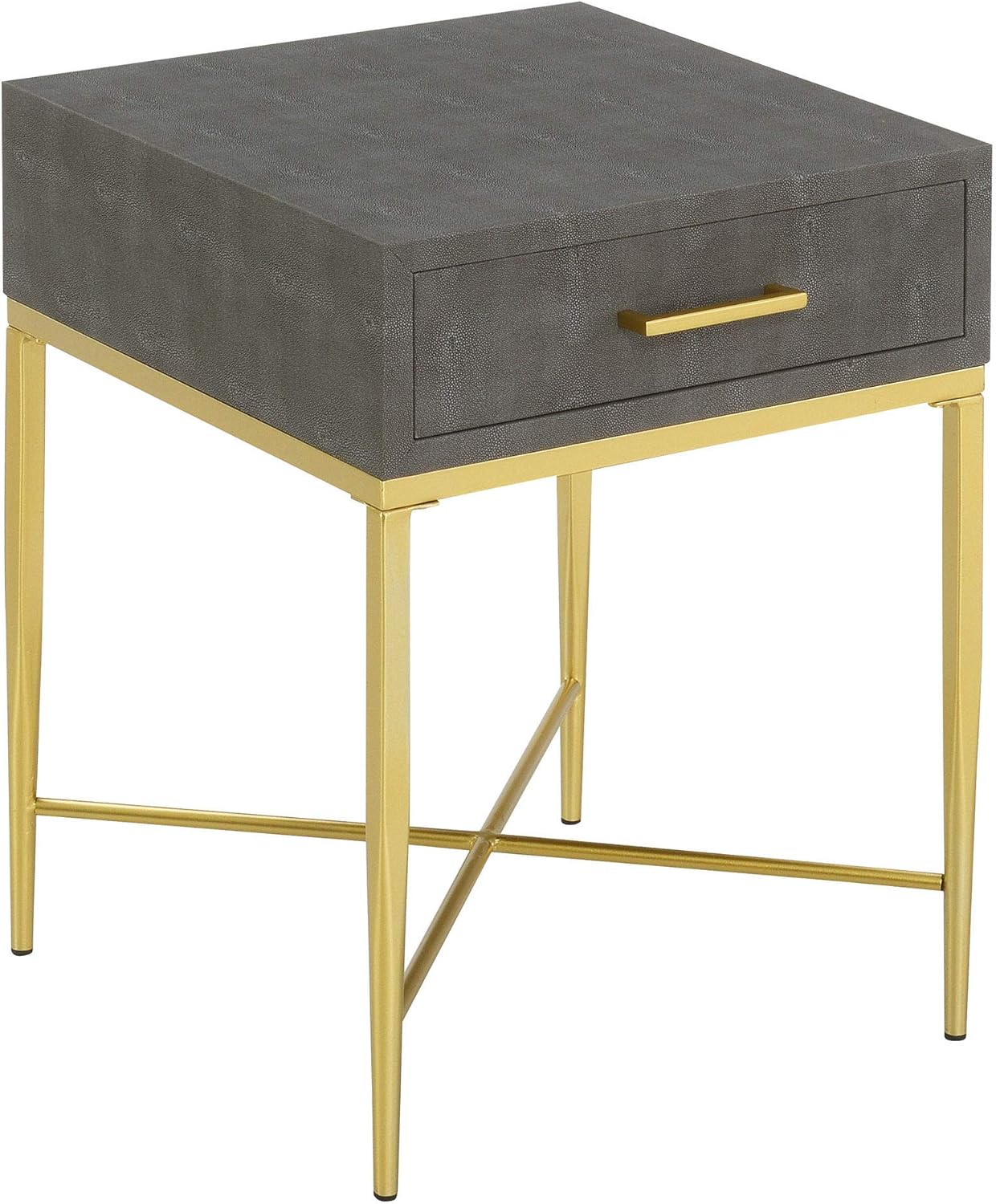 White Scallop/Gold End Table W9839