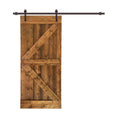 Walnut Stained Wood Interior Sliding Barn Door with Hardware Kit G882548