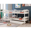 Twin L-Shaped Solid Wood Bunk Bed with Trundle E8071