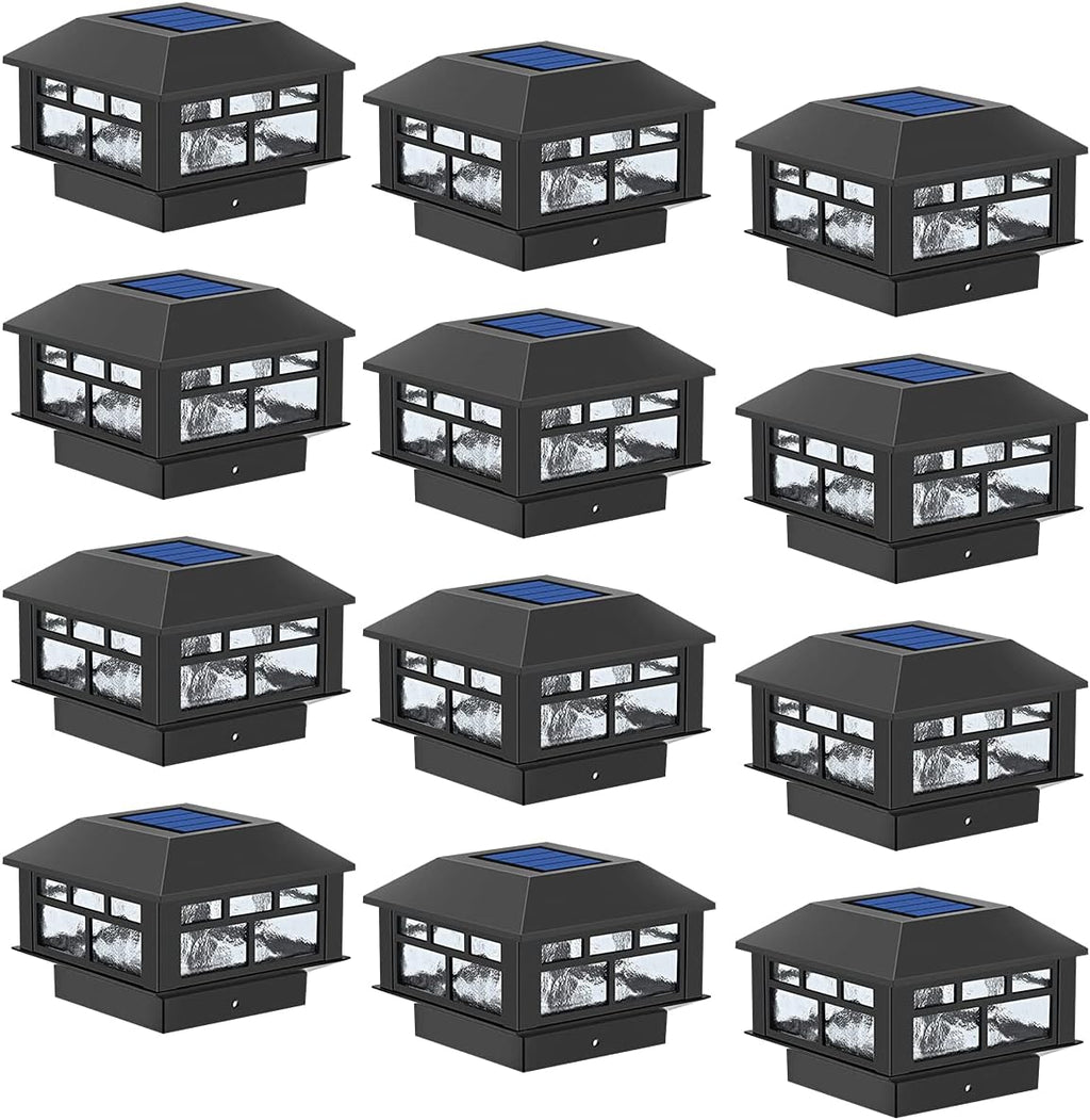 12 Pack White Solar LED Post Cap Lights Z7919
