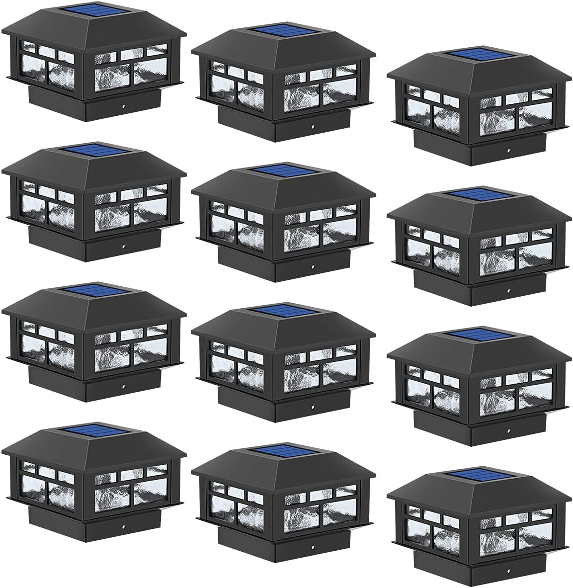 12 Pack White Solar LED Post Cap Lights Z7919