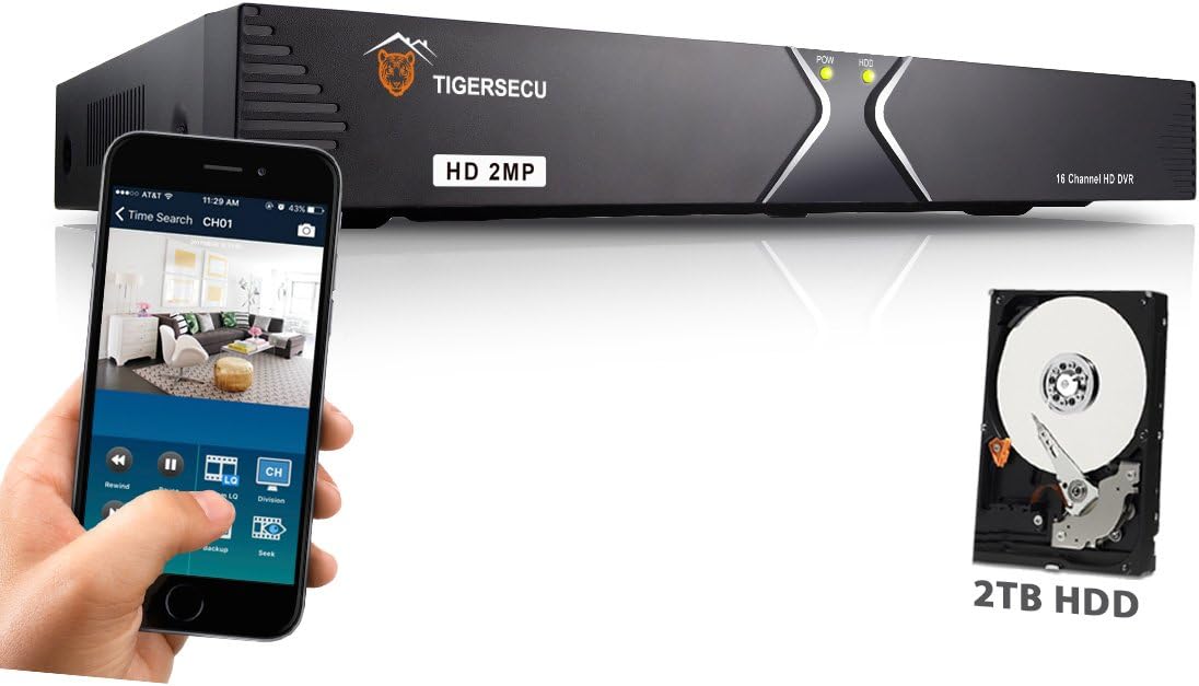 16-Channel Hybrid 4-in-1 DVR Security Recorder with 2TB Hard Drive Q511