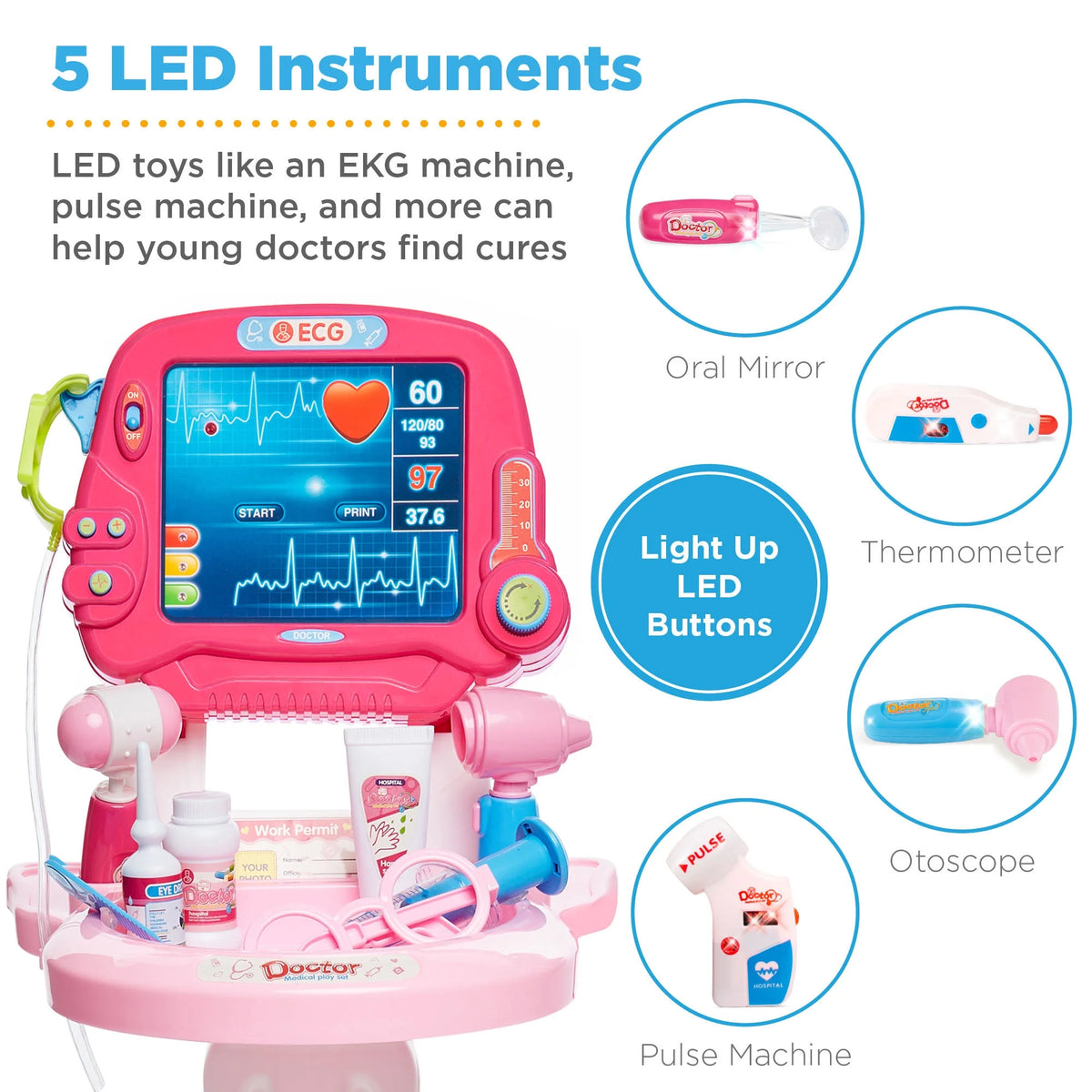 Pink Pretend Medical Station Set with Carrying Case O6435