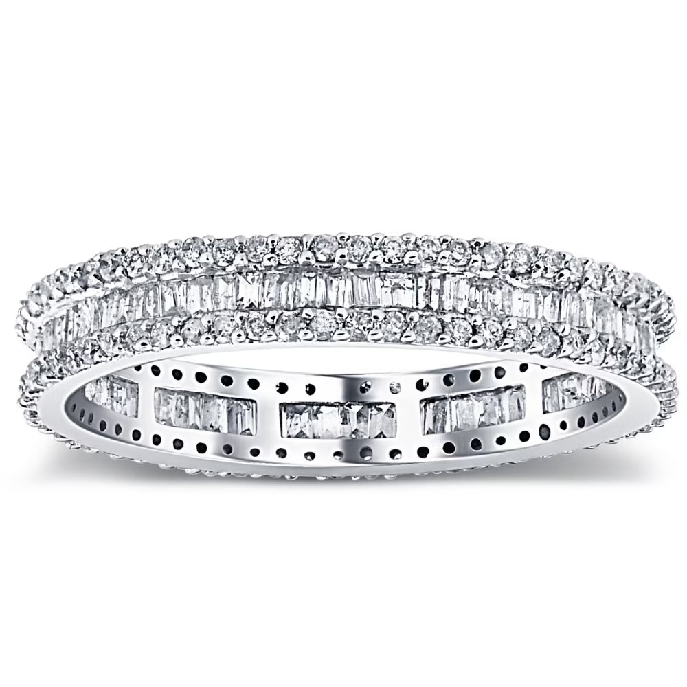 1 1/10 Ct Baguette & Diamond Eternity Ring Wedding Band Q418