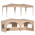 Beige 10 x 20 ft Pop Up Canopy Tent with 6 Removable Sidewalls & Carry Bag J523874