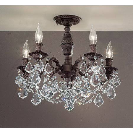 5-Light Semi-Flush Mount Crystal Chandelier V8874