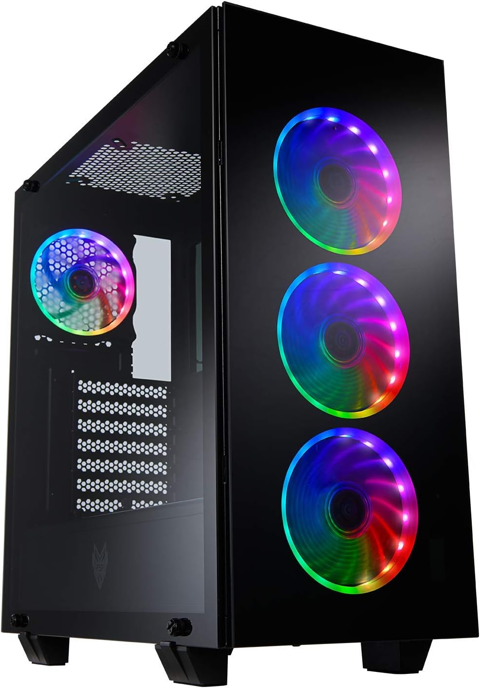 ATX Mid Tower PC Gaming Case with 3 Tempered Glass Panels and 4 ARGB Fans Z6417