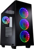 ATX Mid Tower PC Gaming Case with 3 Tempered Glass Panels and 4 ARGB Fans Z6417