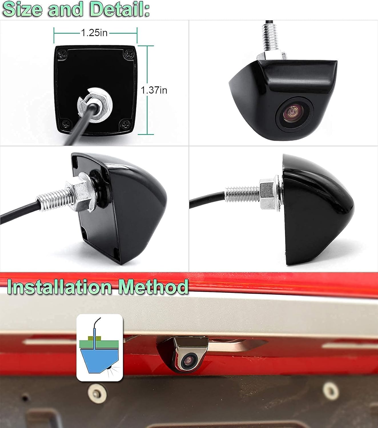 90 Universal Trajectory Backup Camera HD Side View Blind Spot Camera Pack of 2 K4791