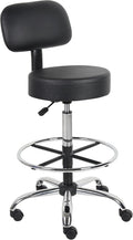 Black Drafting Stool with Back L822