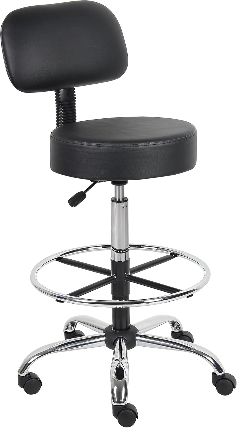 Black Drafting Stool with Back L822