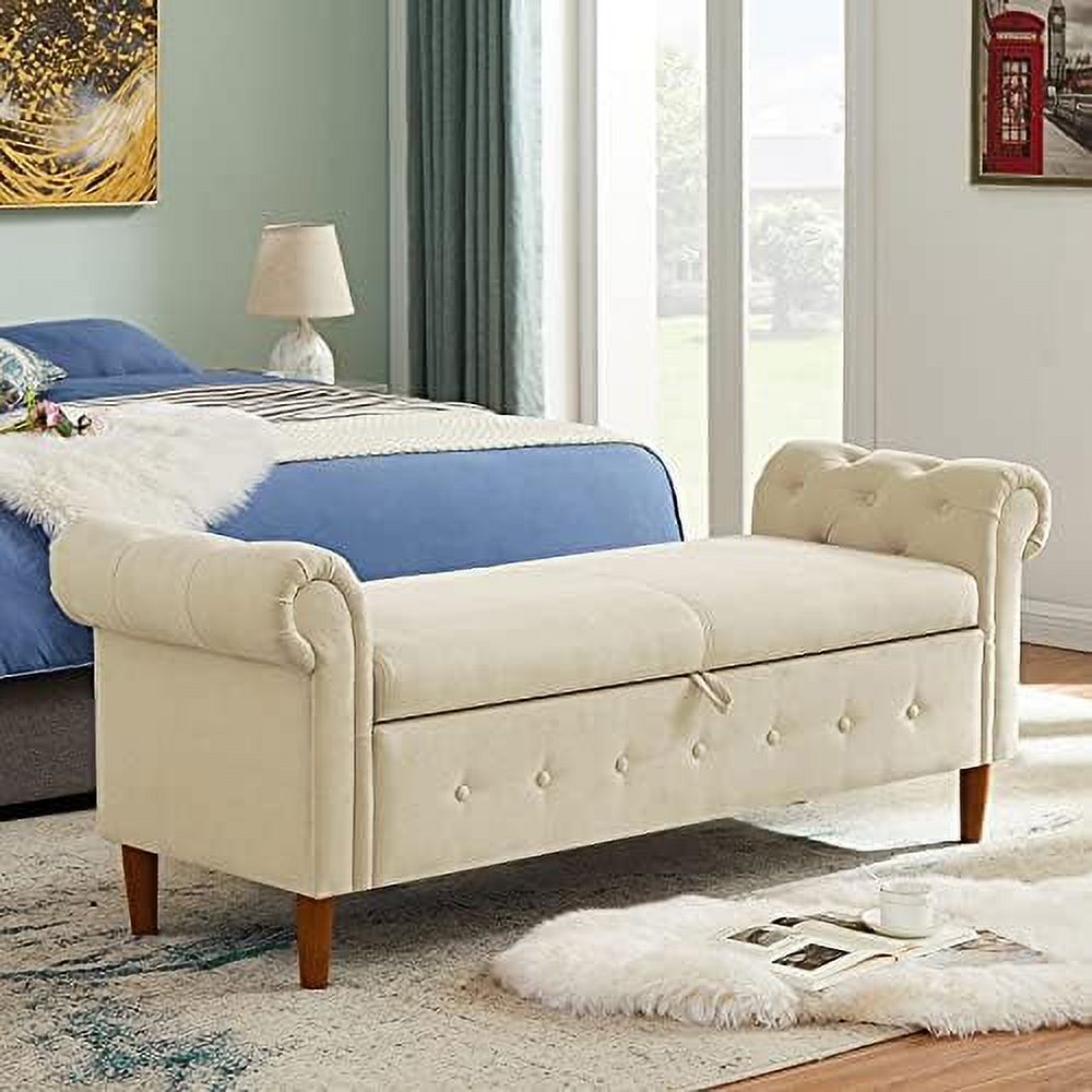 Velvet Tufted Ottoman Sofa Bench with Pillow J655