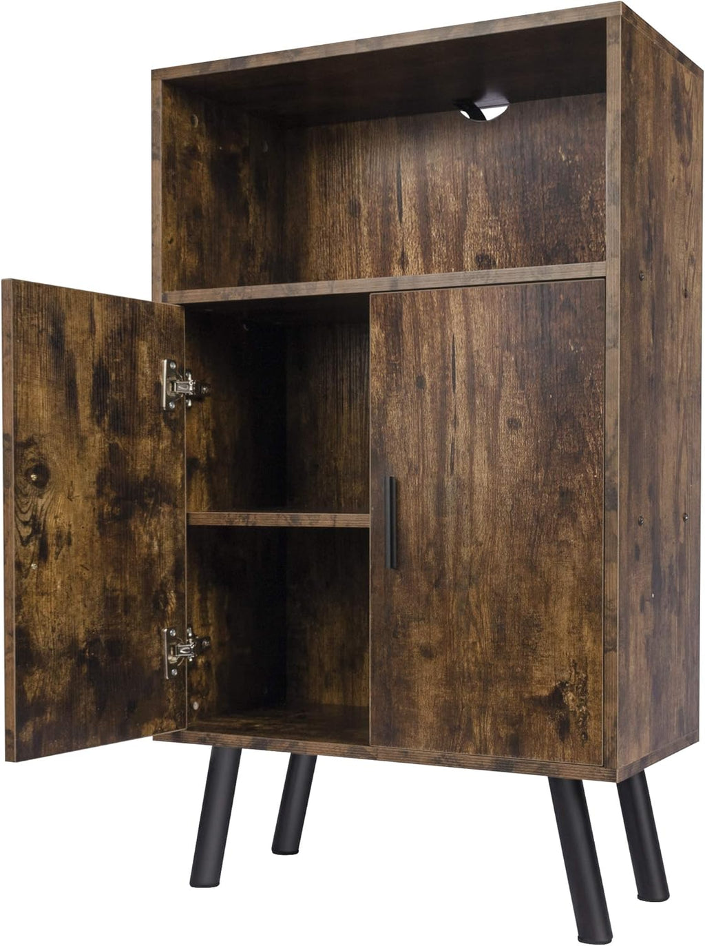 Mid-Century Wood Bookshelf with Doors U632575