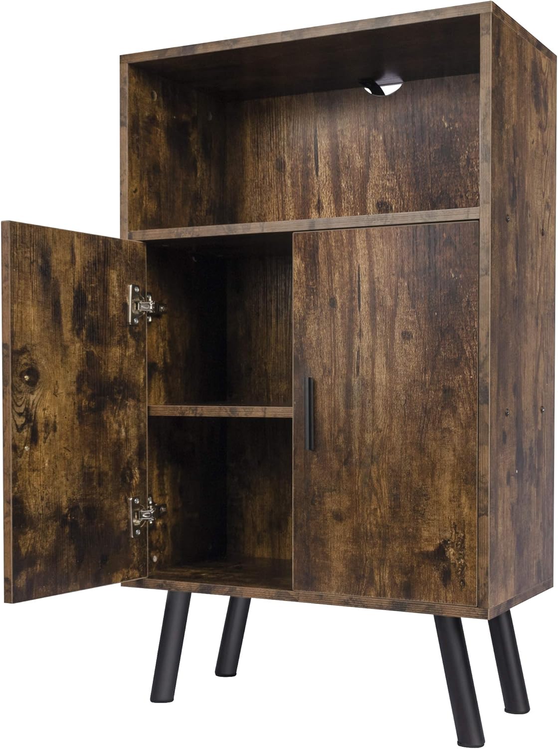 Mid-Century Wood Bookshelf with Doors U632575