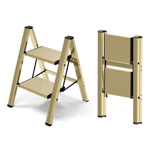 Lightweight Aluminum Folding Step Stool with Anti-Slip Pedals, 330 lbs Capacity F8321