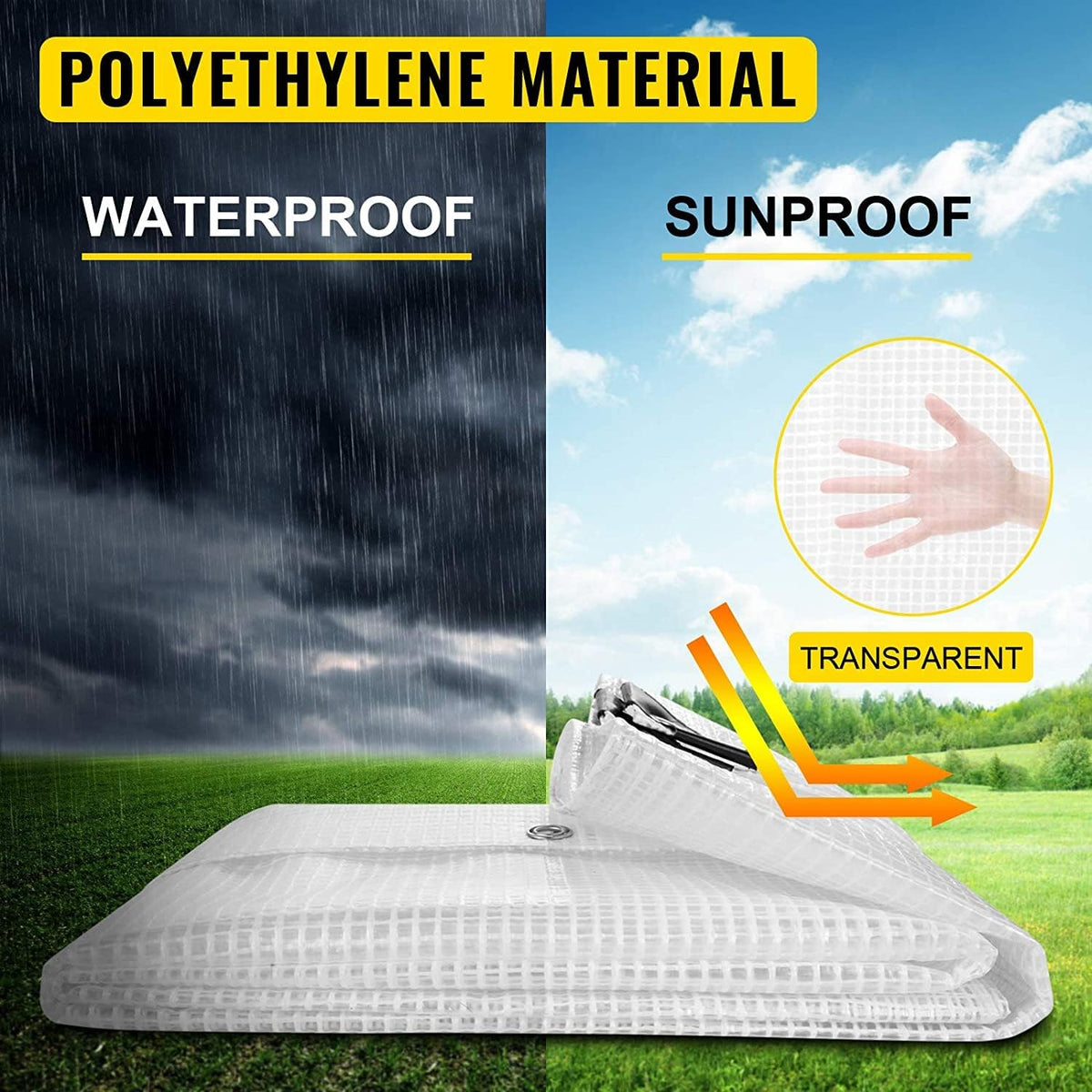 Clear Heavy Duty Waterproof Poly Tarp with Grommets (8 X 10 FT) Z44166