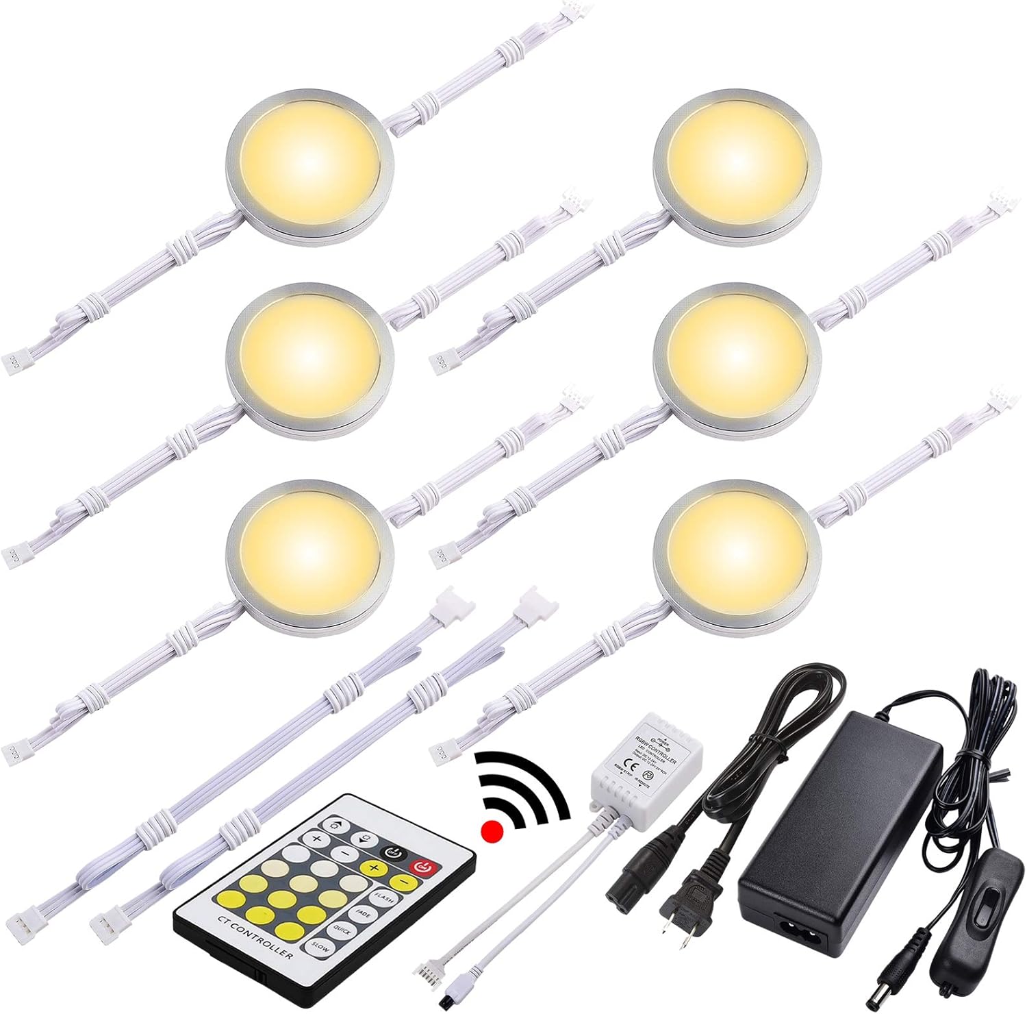 Hardwired LED Puck Lights, 12 Lights Q2246