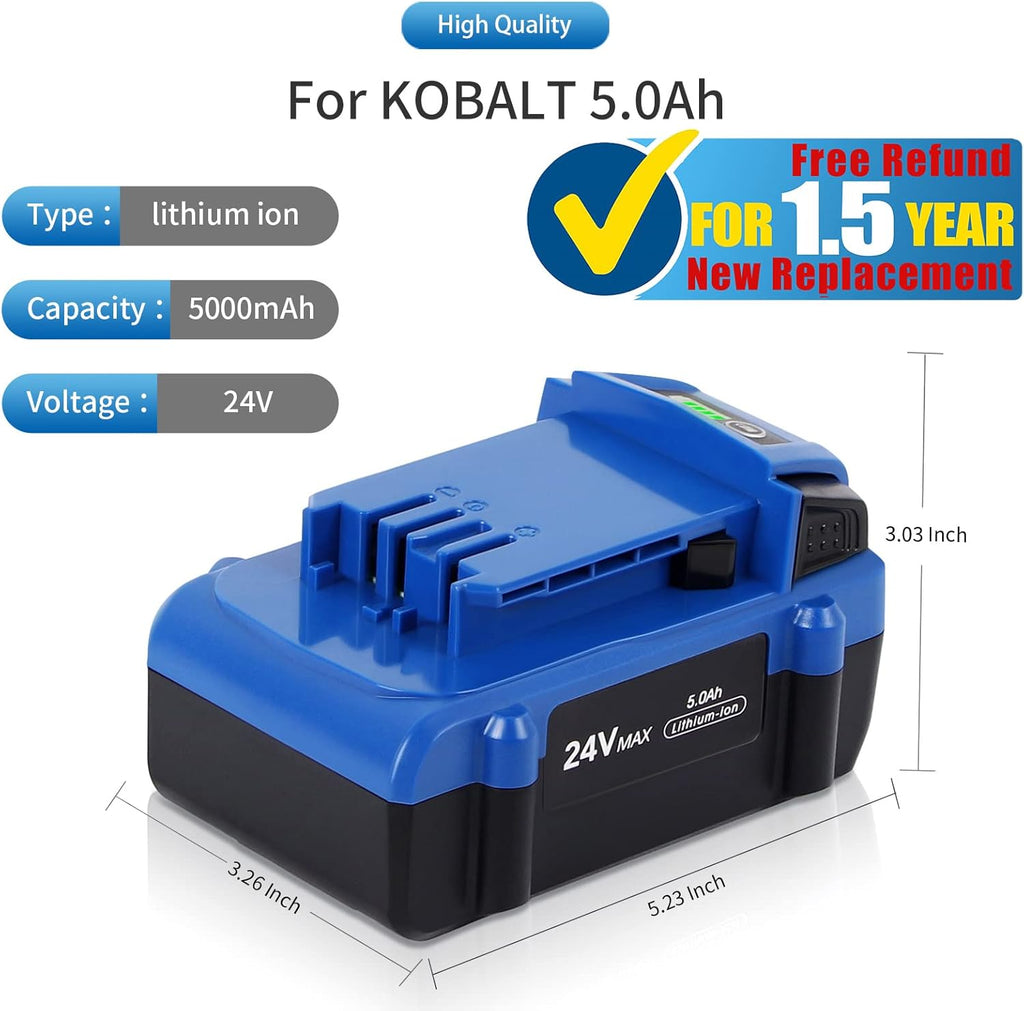 24V 5.0Ah Lithium Ion Cordless Tools Battery Pack of 2 Y420659