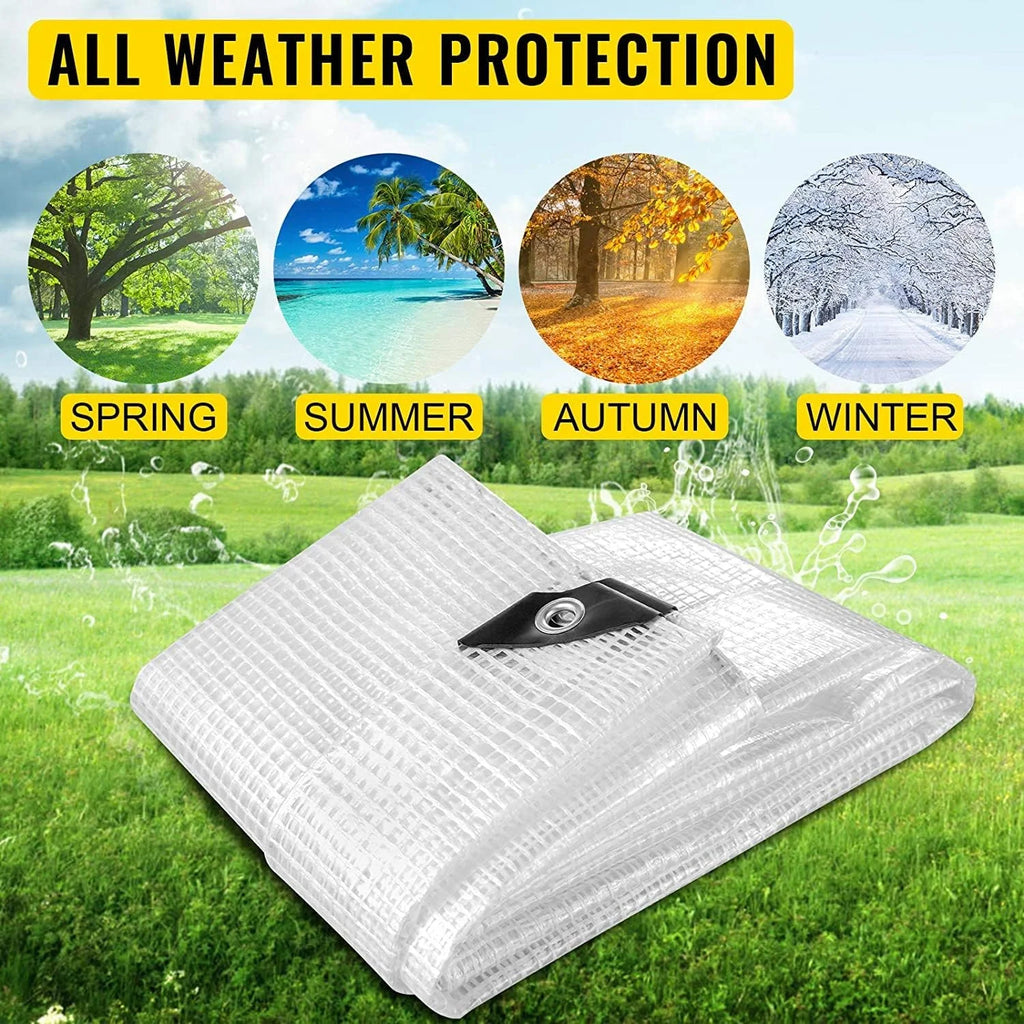 Clear Heavy Duty Waterproof Poly Tarp with Grommets (8 X 10 FT) Z44166