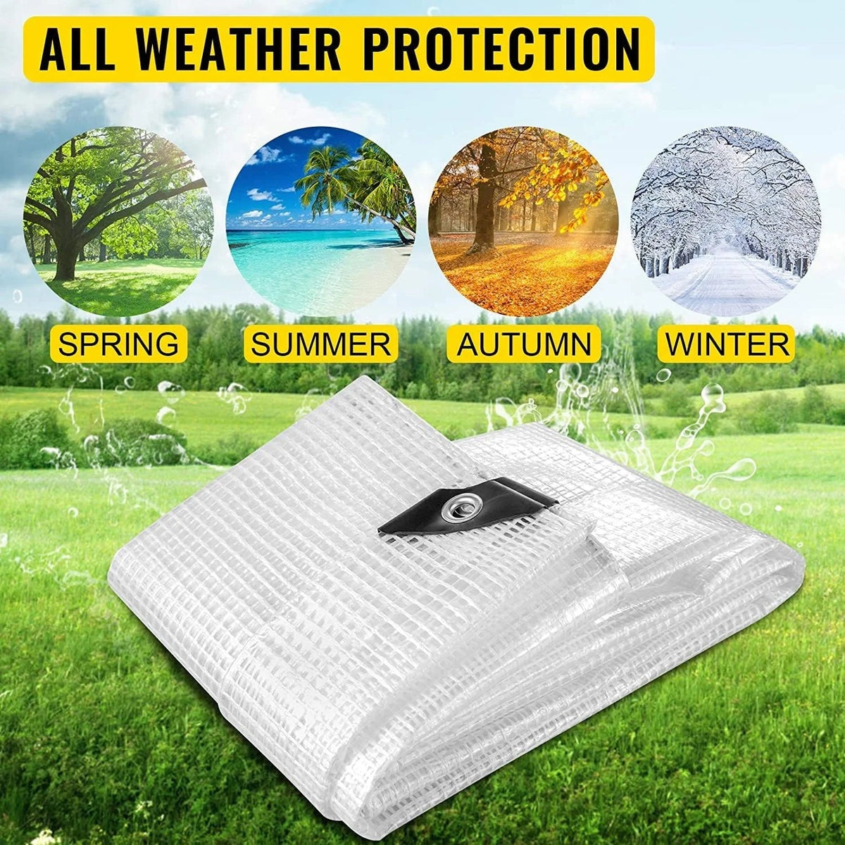 Clear Heavy Duty Waterproof Poly Tarp with Grommets (8 X 10 FT) Z44166