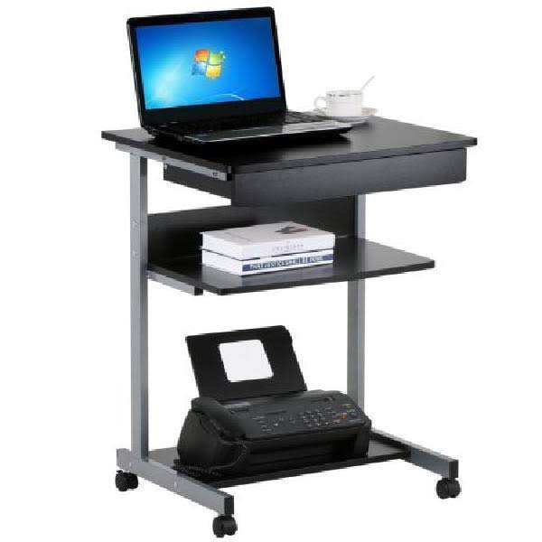 Compact Rolling Laptop Cart Desk with Drawer and Shelf G23572