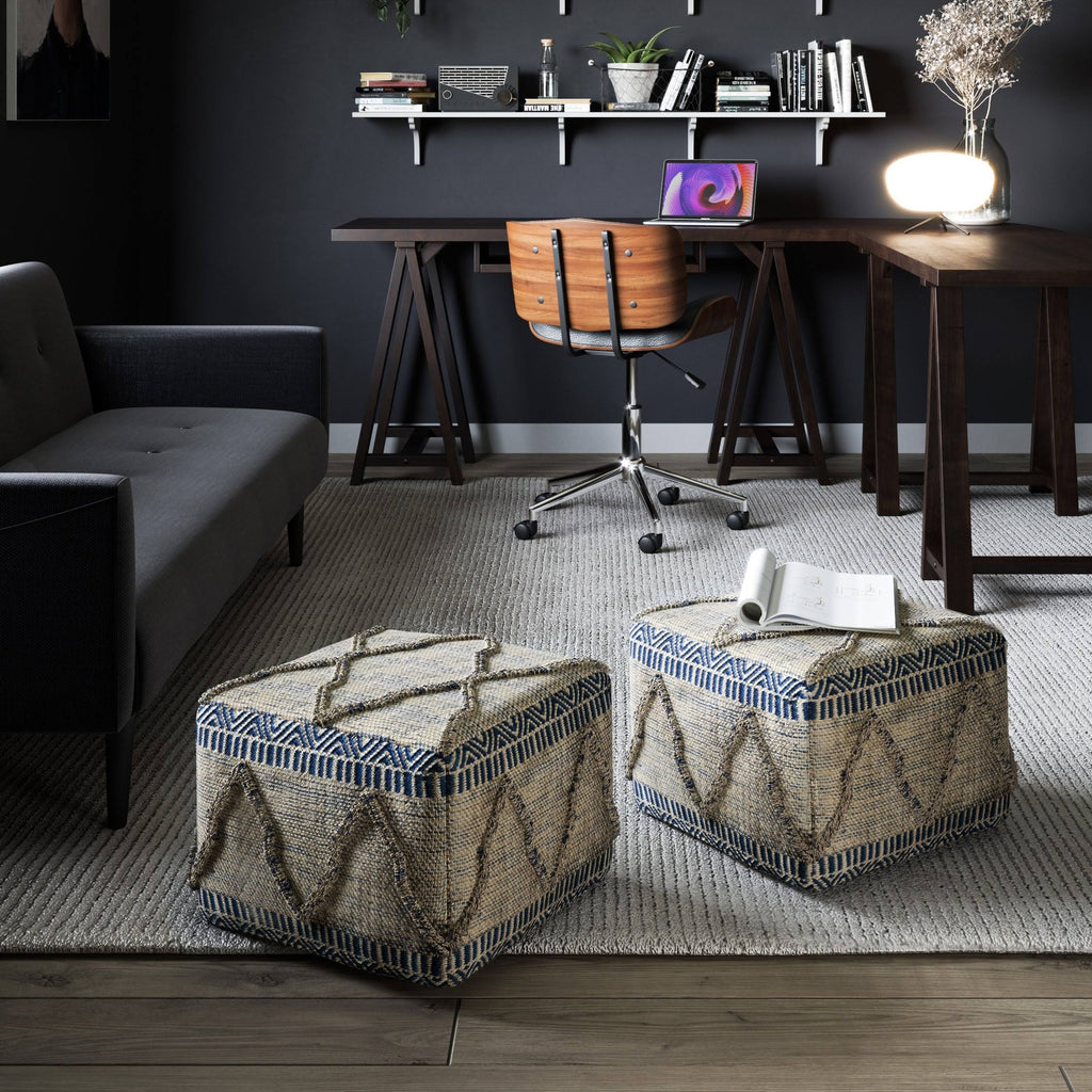 Square Pouf Blue/Natural T787211