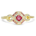 14k Gold Sterling Silver Simulated Pink Sapphire Ring Size 7 L39083