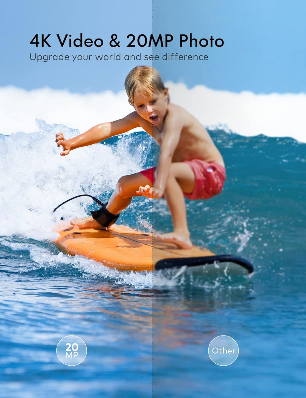 4K 30FPS 20MP Waterproof Action Camera with Remote Control, 2x1050mAh Batteries and Mount Accessories Kit A510526